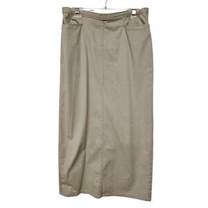 Talbots Straight Pencil Chino Skirt Slitted Back Beige Womens Petite 4 Career